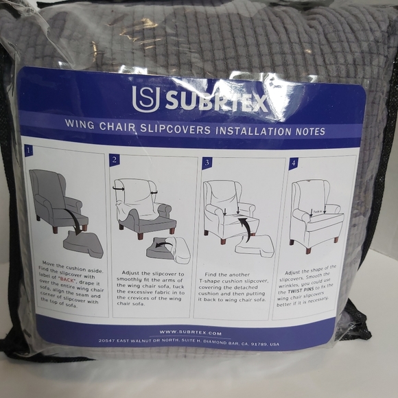 OPEN BOX Subrtex Wing back arm Chair Slip Cover 2Pcs stretch jacquard Light Grey - Picture 2 of 7